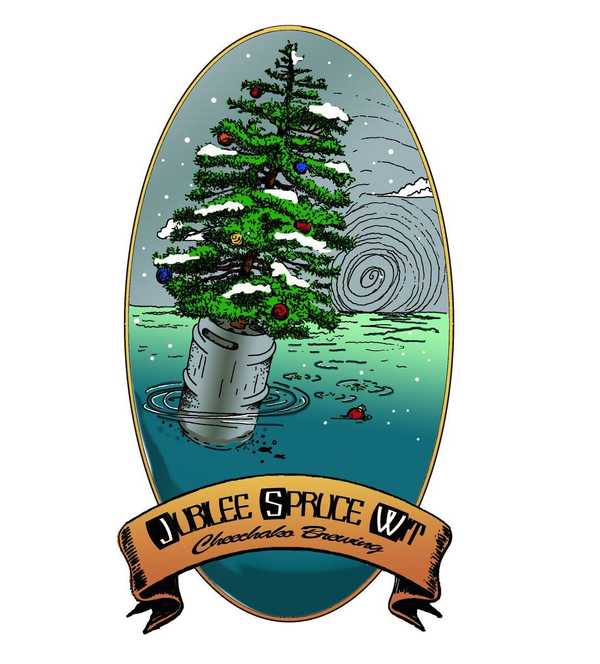 2015 Jubilee Spruce Wit Beer Label by Cheechako Brewing